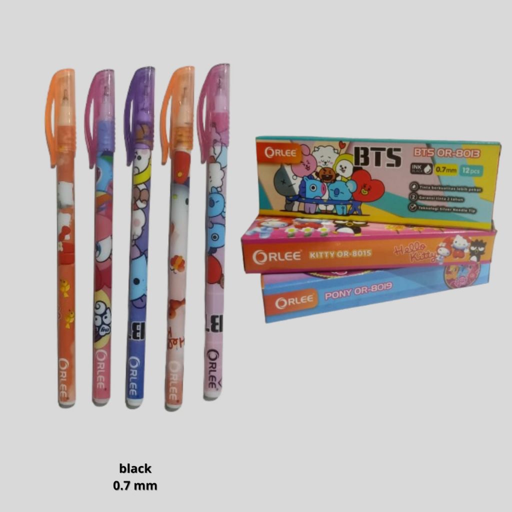 

BALLPOINT / PULPEN FANCY ORLEE BTS ISI TINTA HITAM || PULPEN KARAKTER 0.7 mm
