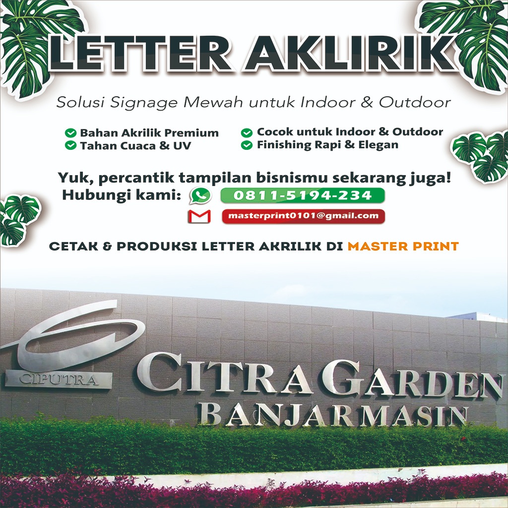 

Cetak & Produksi Letter Akrilik di Citra Garden Banjarmasin