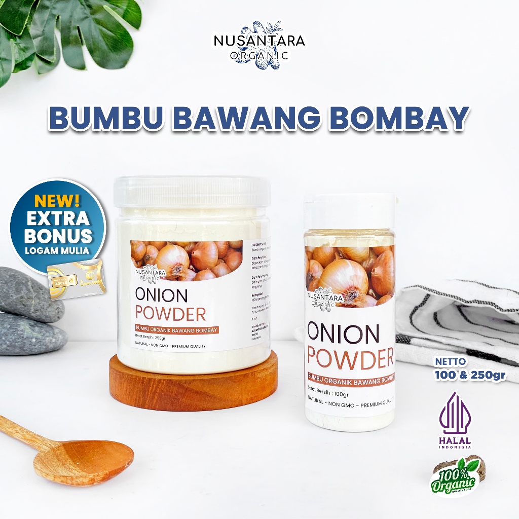 

Nusantara Organic Bawang Bombay Bubuk Onion Powder Alami Tanpa Campuran Bumbu Organik Dapur