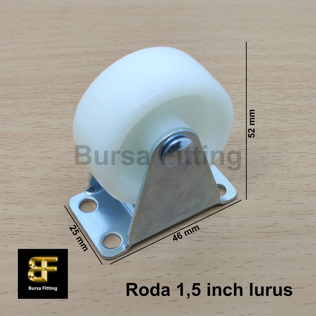 Roda 1,5 inch putih / roda nylon 1,5 inch / roda caster / roda lemari / roda trolley / roda etalase
