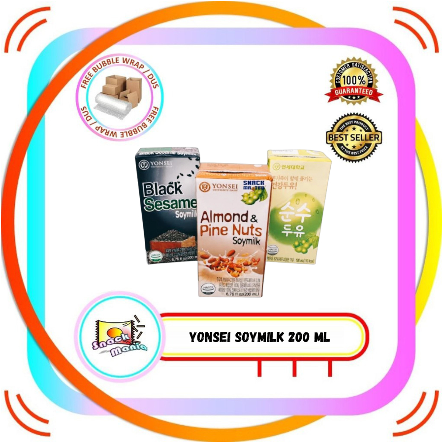 Susu YONSEI Pure Soy Milk - Almond & Pine - Black Sesame Soya - Kedelai Sehat Organik ~ 200ml