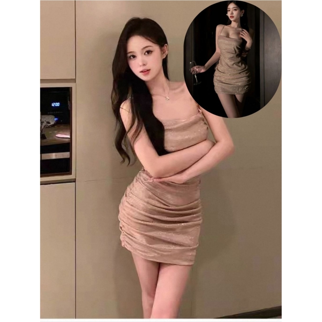 Mini Dress Korean Wanita Sexy Gaun Pesta Clubwear NightDress Sexy HM442