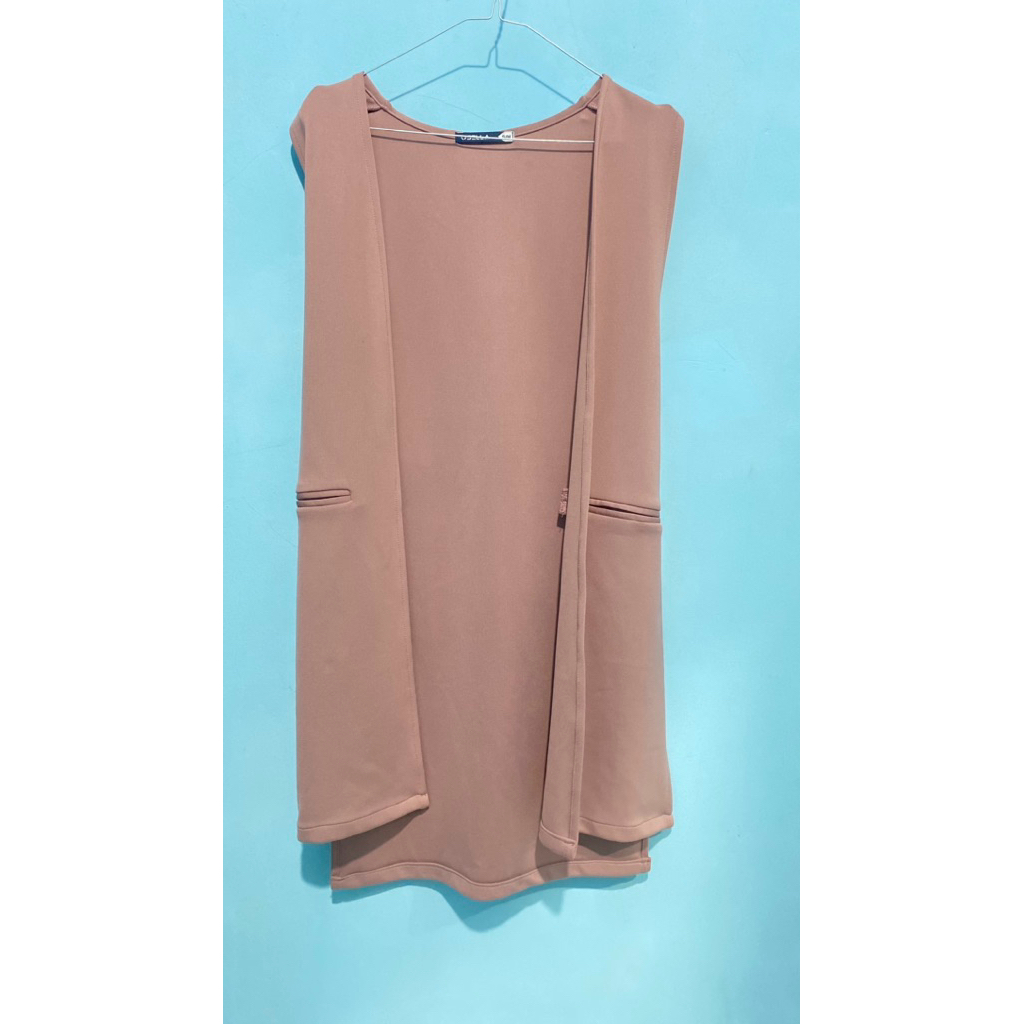 Outer Wanita Tanpa Lengan Polos - Rompi Vest Panjang Bahan Scuba Crepe