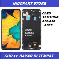 LCD TS PLUS FRAME  SAMSUNG A30 / A50 / A50S FINGERPRINT BLACK QUALITY BIG