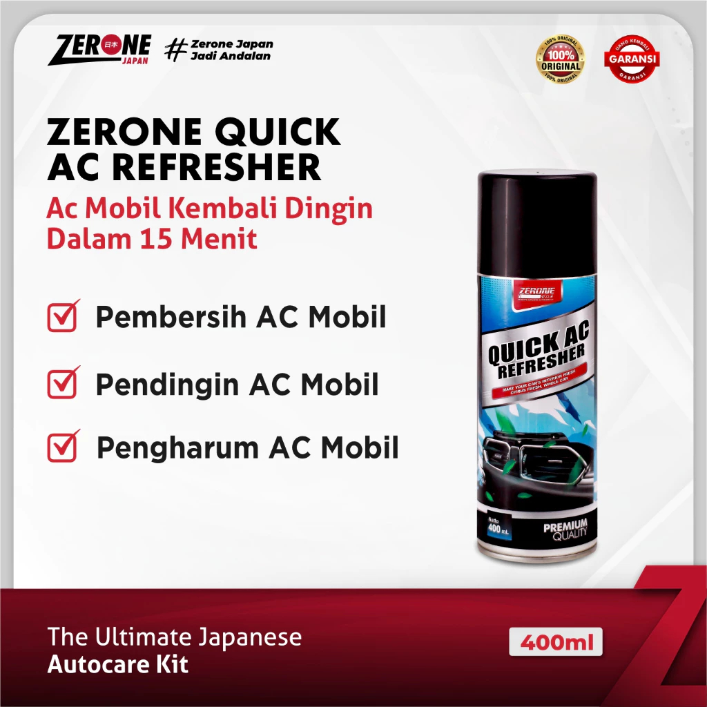ZERONE QUICK AC REFRESHER 400 ML - AC CLEANER MOBIL - AC CAR CLEANER - PEMBERSIH AC MOBIL - PENDINGI
