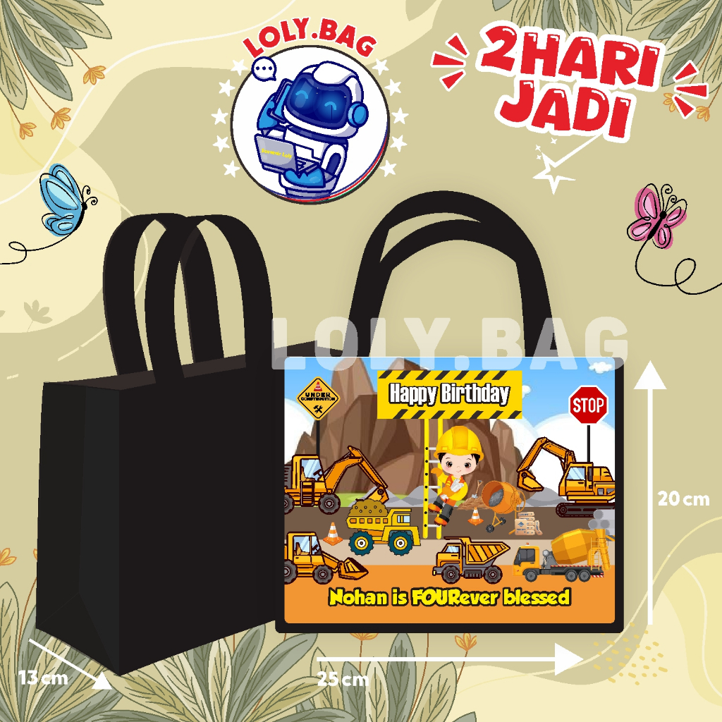 

Tas Ulang Tahun / Tas Terlaris / Tas Ultah / Goodie Bag Ultah / Tas Ulang Tahun Anak / tema excavator