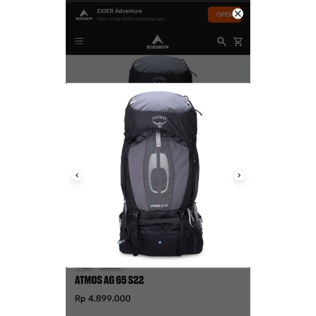 CARRIER OSPREY ATMOS AG S22 65L