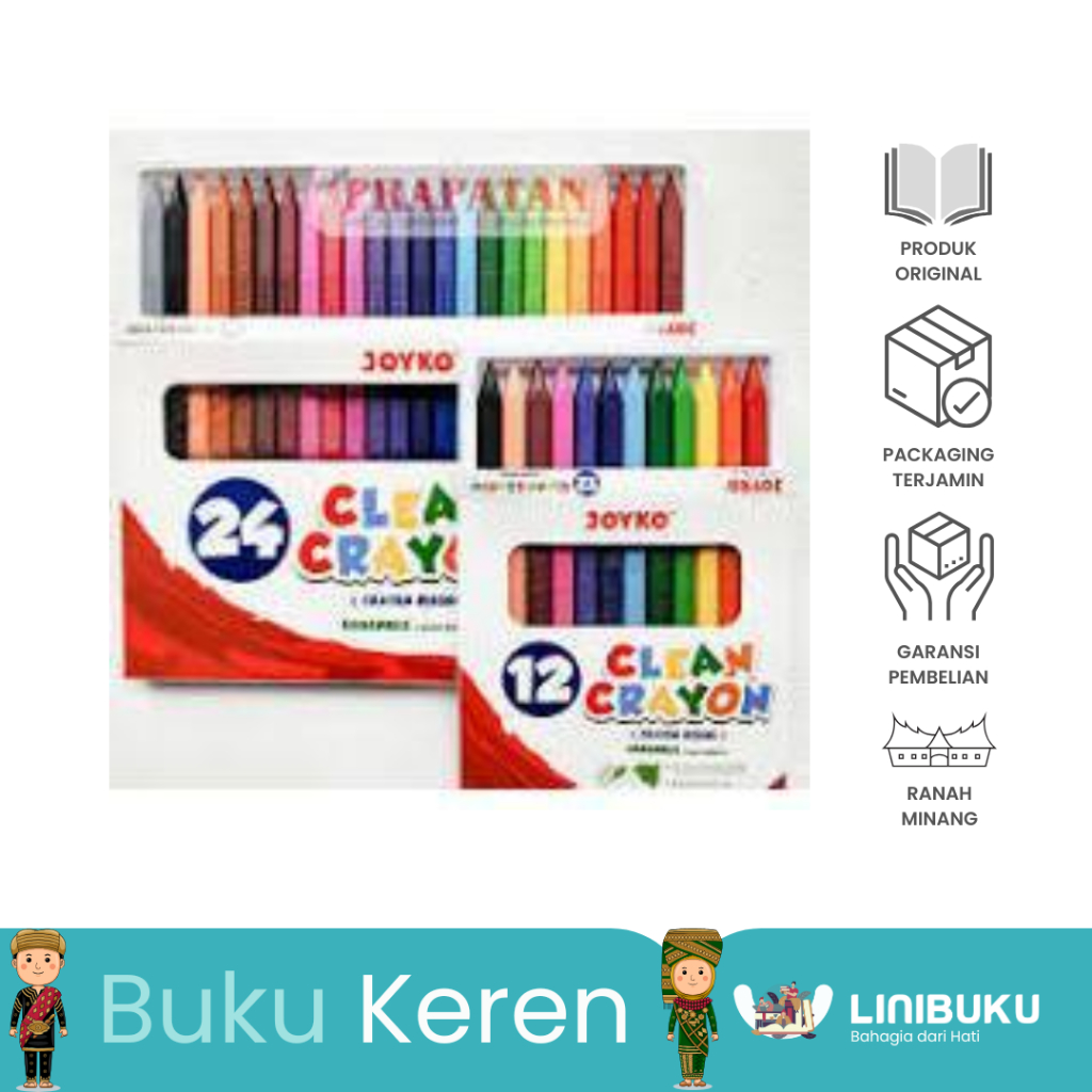 

Krayon Bersih Dapat Dihapus Clean Crayon Erasable Joyko - ATK - LINIBUKU