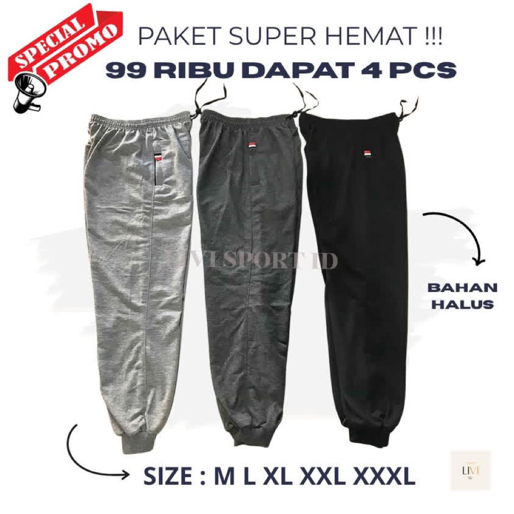 PAKET HEMAT [ 90 RIBU DAPAT 4 PCS CELANA JOGGER POLOS BABYTERRY CELANA PANJANG PRIA CELANA TRAINING 