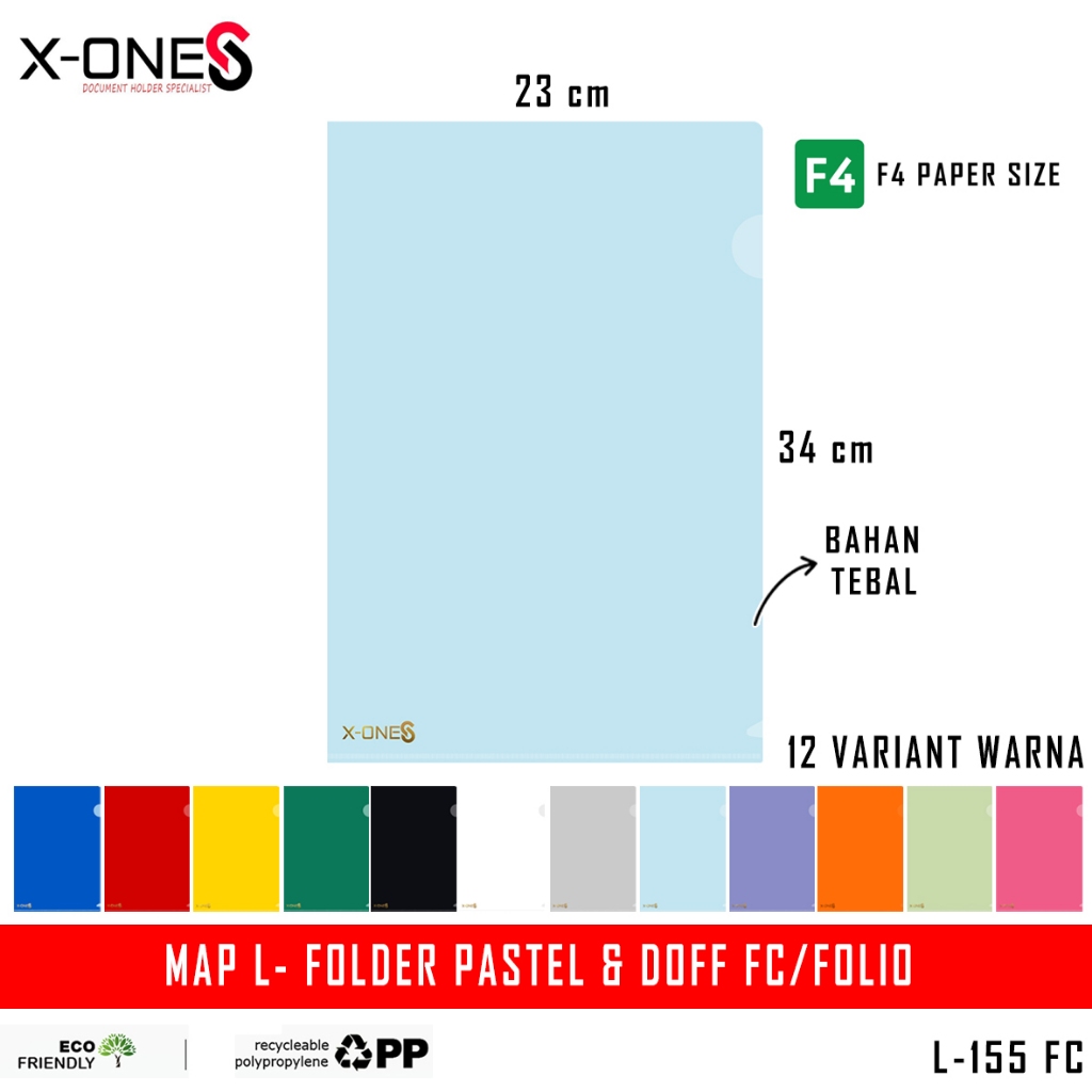 

X-ONE MAP L PLASTIK PASTEL & DOFF FILE FOLDER F4 FOLIO FC / L-155 FC (SATUAN)