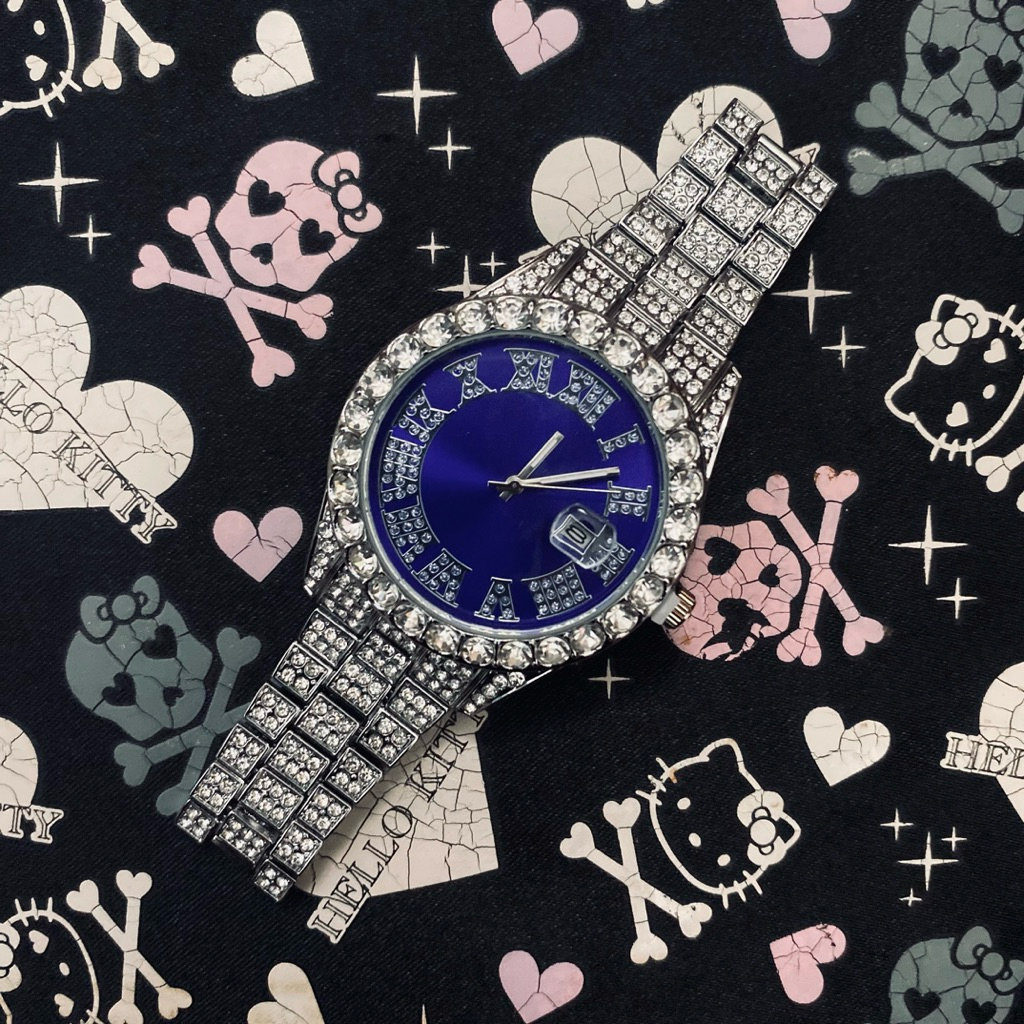 Jam Tangan Hip-Hop Iced Out Unisex