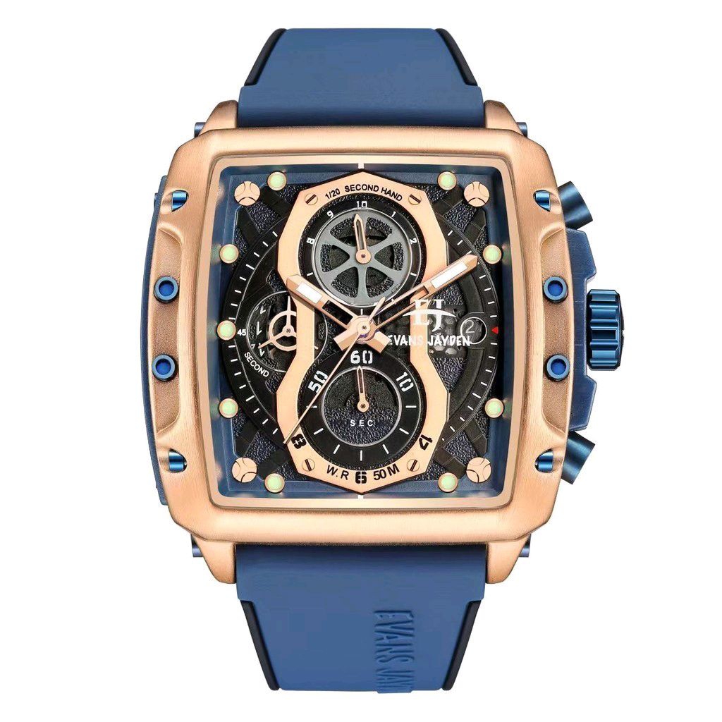 Jam Tangan Pria Evans Jayden 9550 Analog Cronograph Aktif Rubber Strap Original Garansi