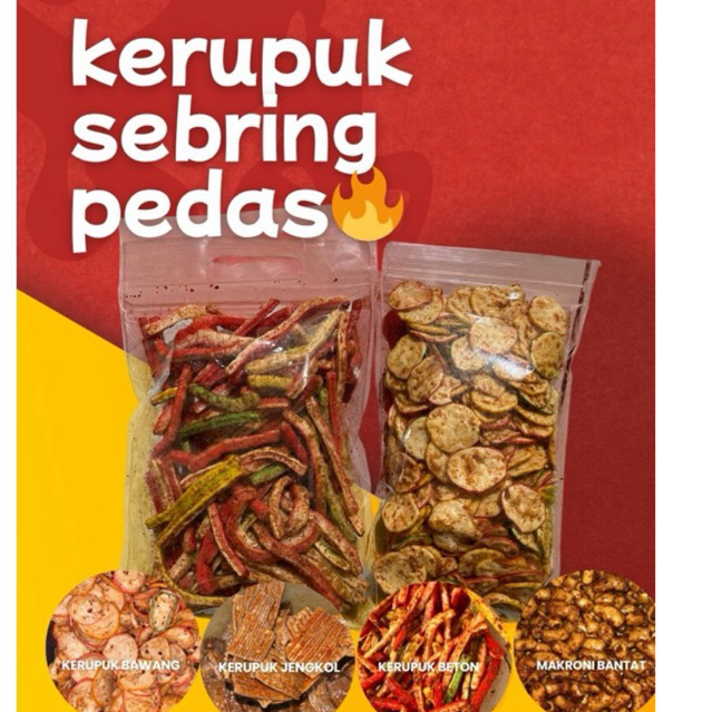 

Kerupuk sebring (seblak kering pedas gurih)