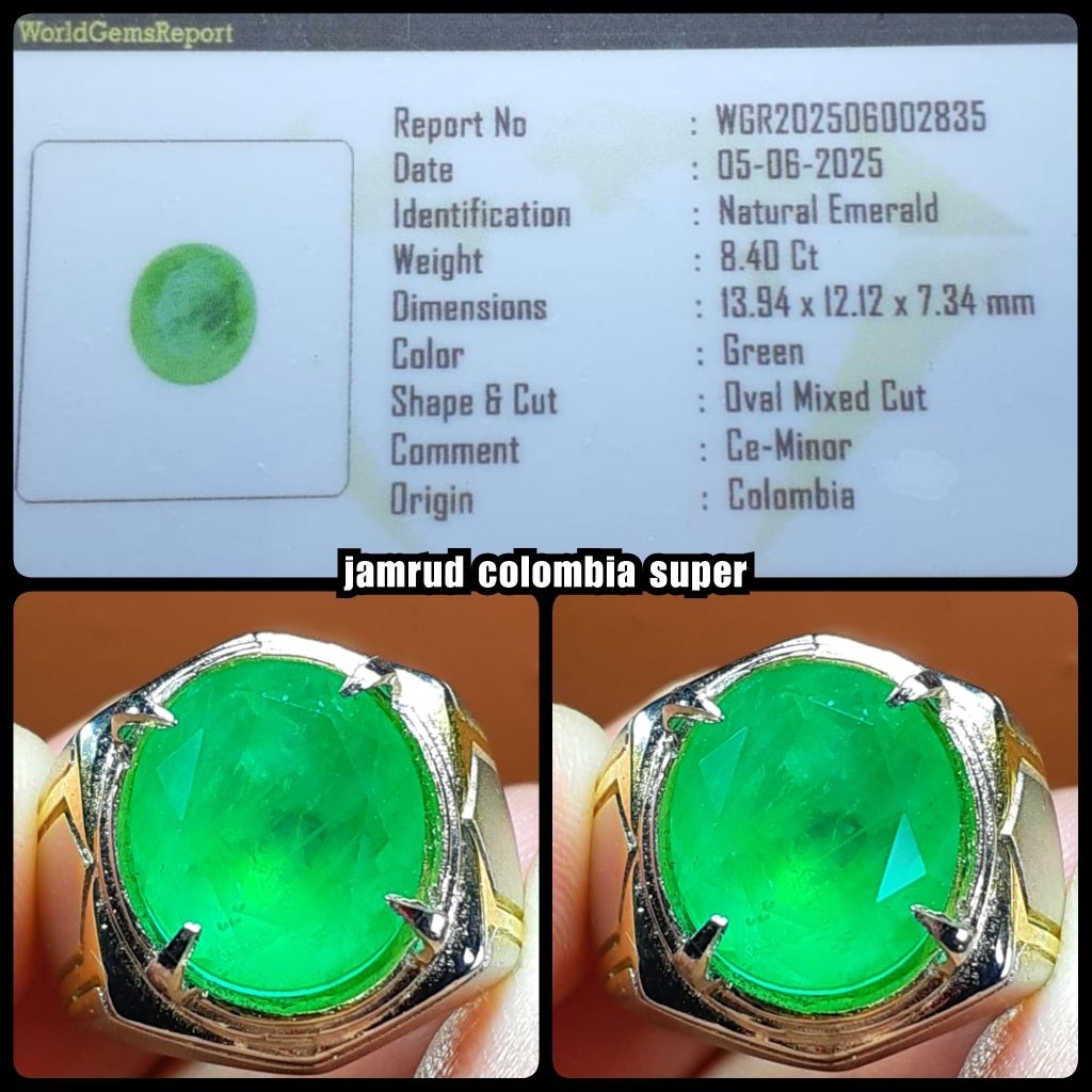 natural cincin permata batu jamrud colombia super
