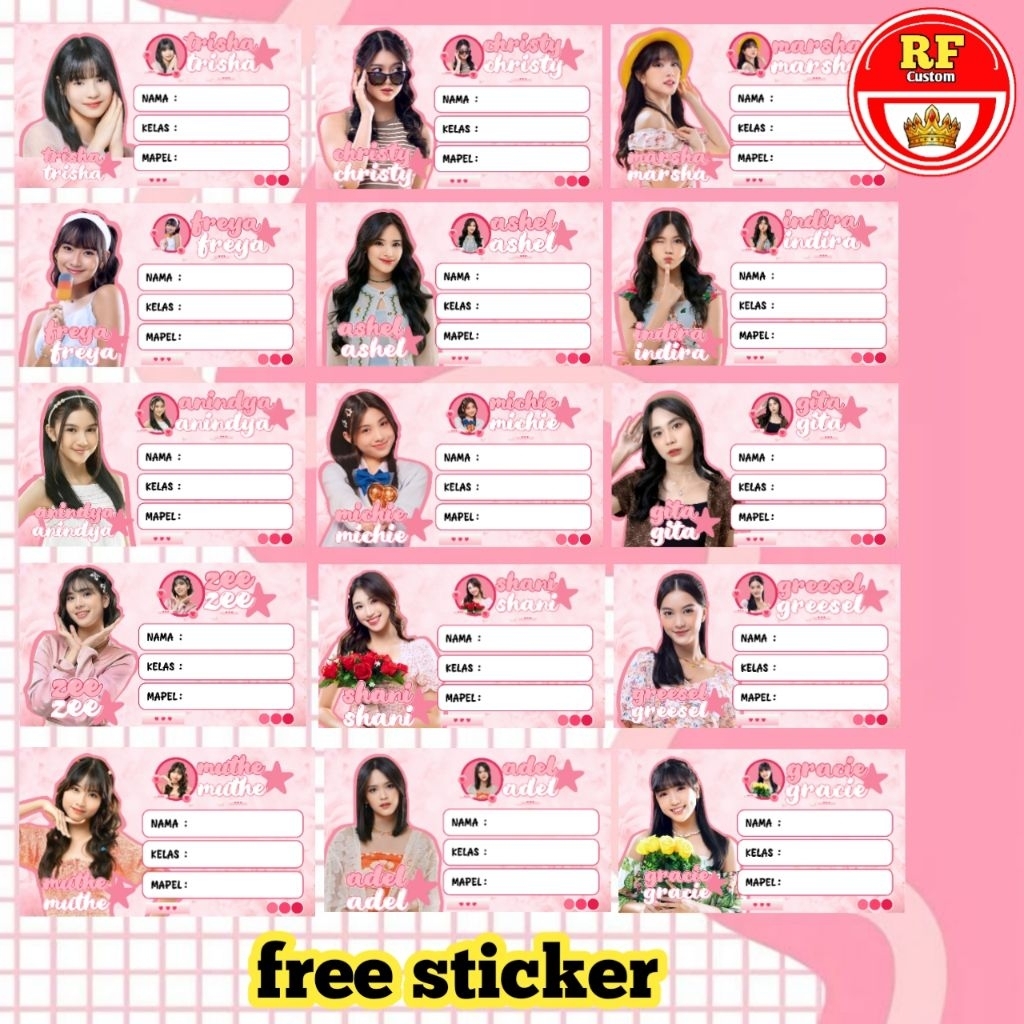 

(free sticker) 44 PCS STIKER MAPEL TEMA JKT48 / LABEL NAMA BUKU SEKOLAH / STIKER MATA PELAJARAN