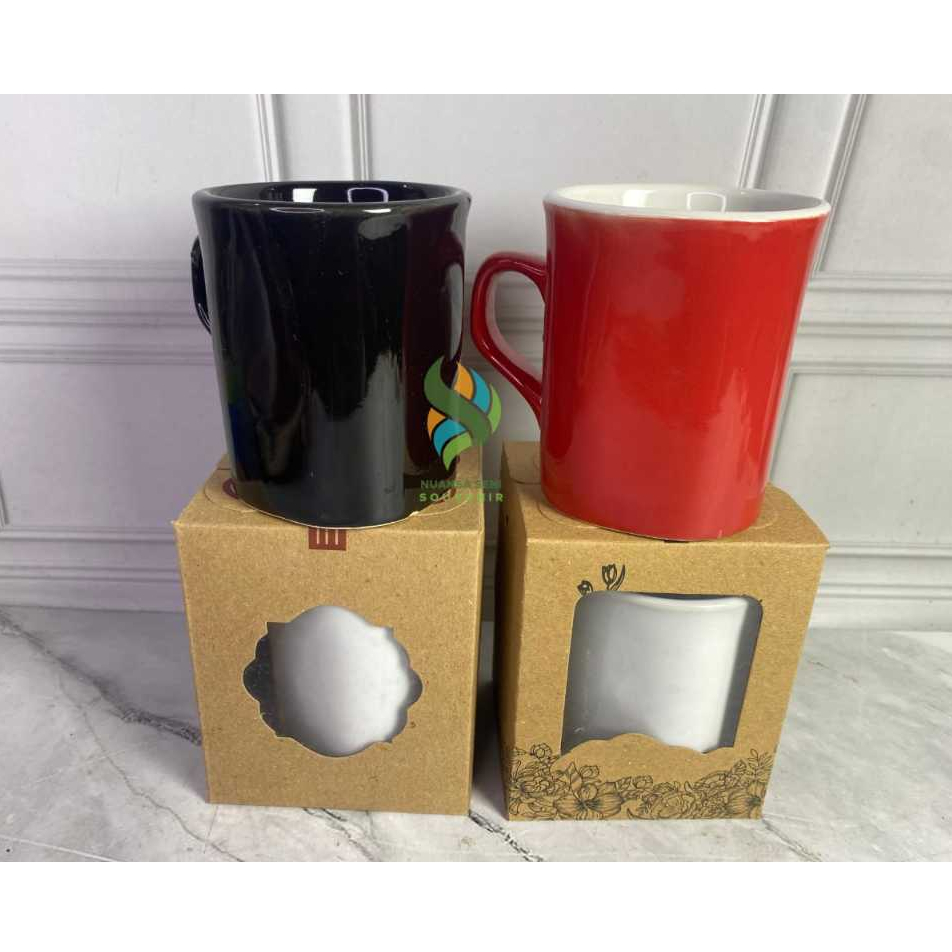 Souvenir Gelas Mug Nescafe Cangkir Minum Keramik Warna Gelas Kopi Porselen Polos
