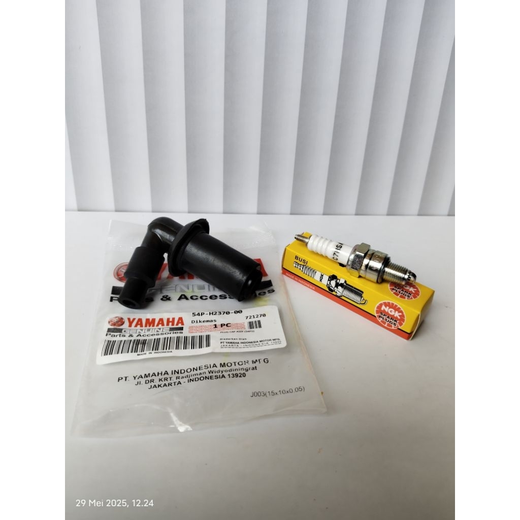 TUTUP BUSI MIO J + BUSI NGK C7 UNTUK MOTOR YAMAHA METIK MIO J MIO M3 XEON RC FINO INJEKSI
