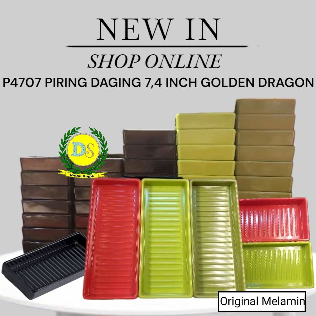 Original Melamin P4707 Piring Daging 7,4 Inch Golden Dragon