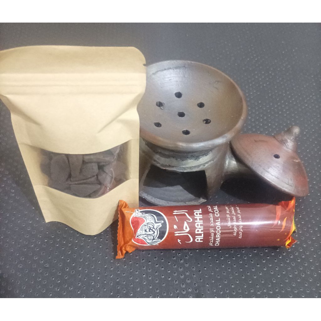 Bundling Gaharu / Oud Marauke Mini Hitam + Tungku pembakaran + Briket Arang