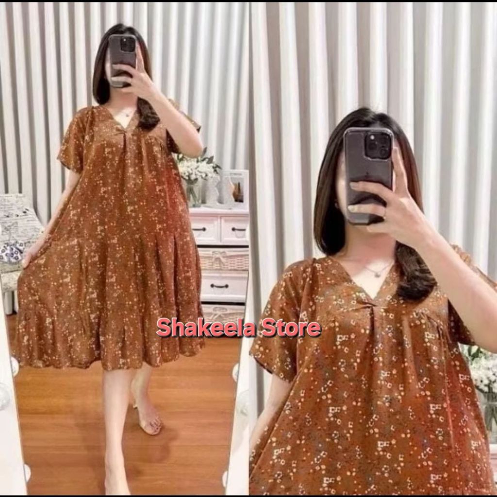 DRESS AMIRA RAYON MOTIF TERBARU/DASTER HOMEDRESS LEHER V MODEL SUSUN