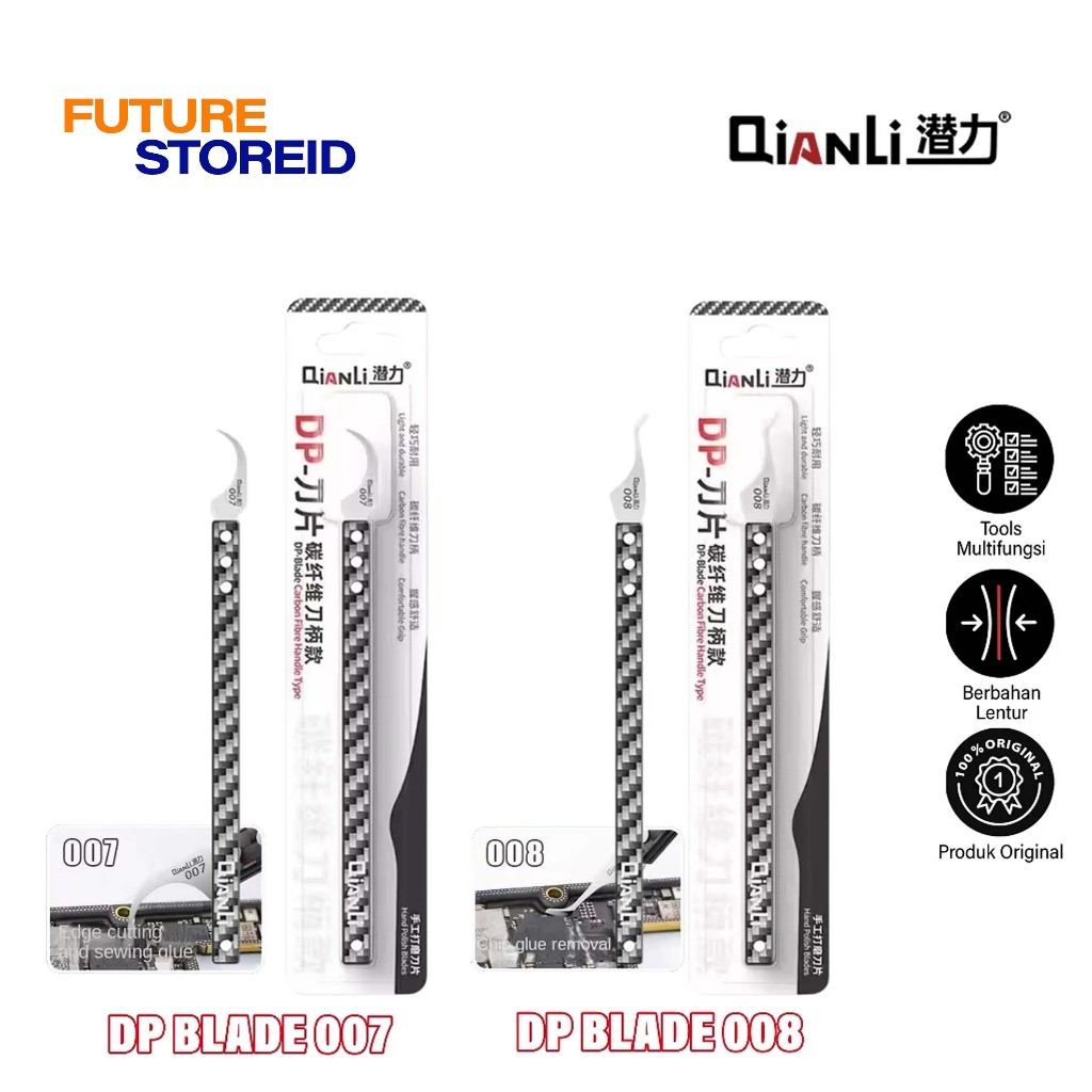 

QIANLI Glue Remover DP-008 Blade & Carbon Fiber Handle - QIANLI Glue Remover DP-007 Blade & Carbon Fiber Handle - Pisau Bedah IC Service CPU IC - Pisau Congkel IC - Pisau Teknisi Service HP Elektronik - Tools Repair CPU - Pisau Bedah Carbon