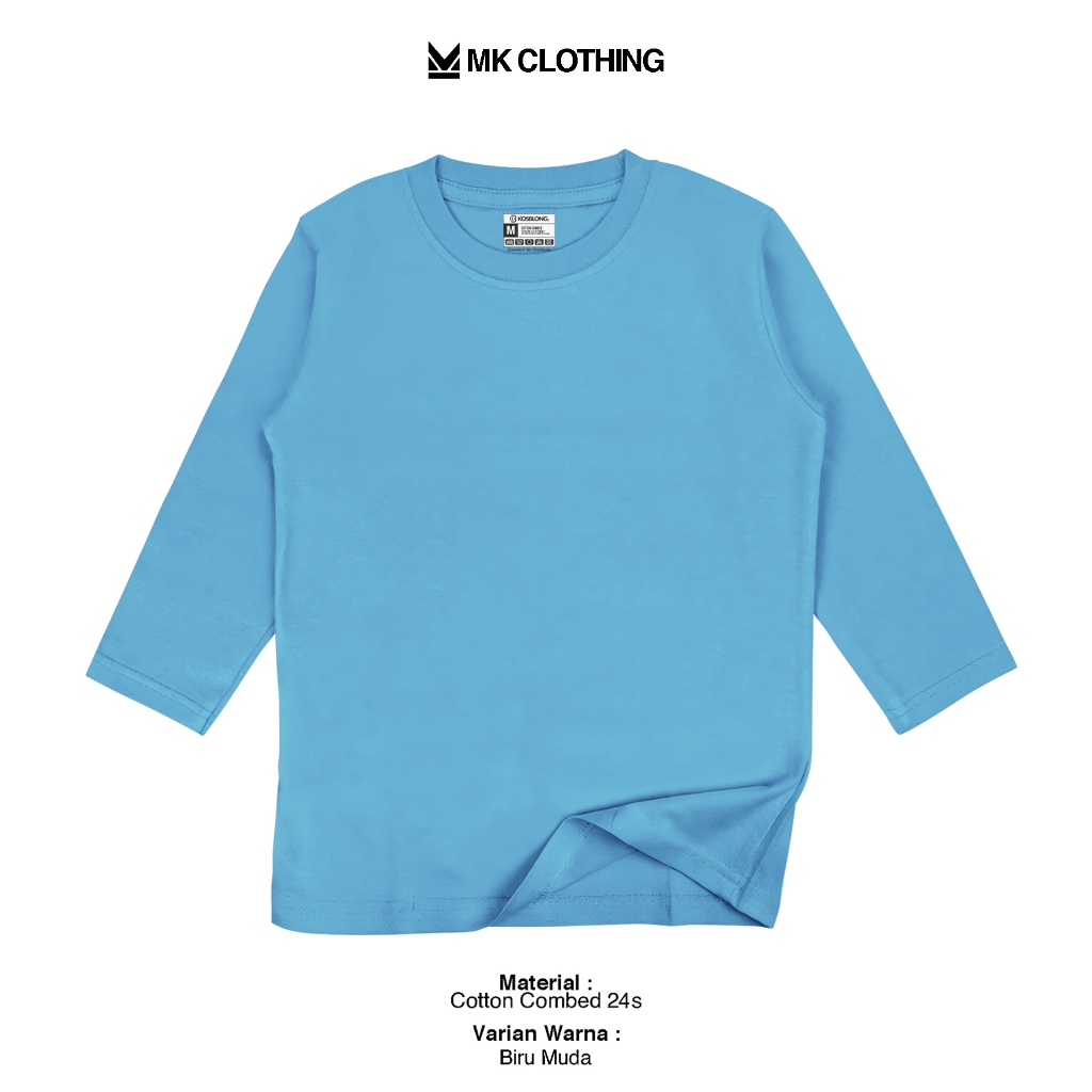 Kaos Polos 24s Anak laki-laki dan Perempuan Unisex Lengan Panjang - Biru Muda