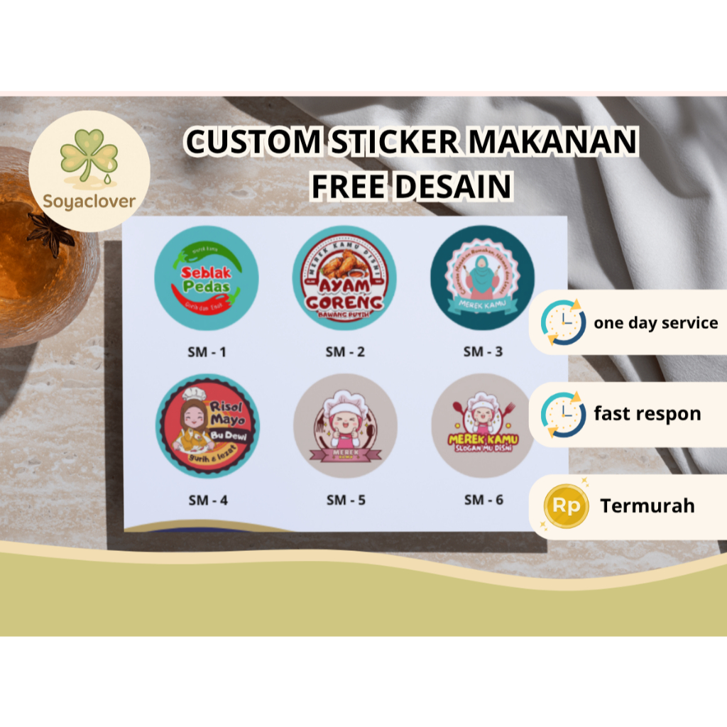 

sticker label makanan custom free desain bebas req ukuran - SC
