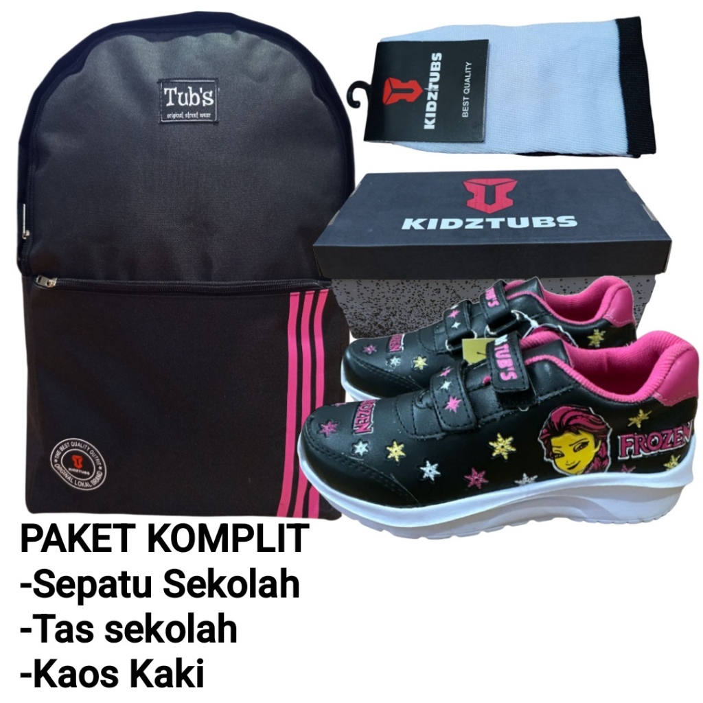 KIDZTUBS Sepatu Sekolah Anak Paket Komplit Sepatu Sekolah + Tas Sekolah + Kaos Kaki TUBS1204290625