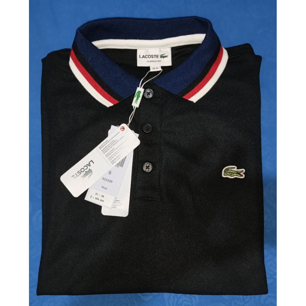 kerah kaos lacoste original hitam
