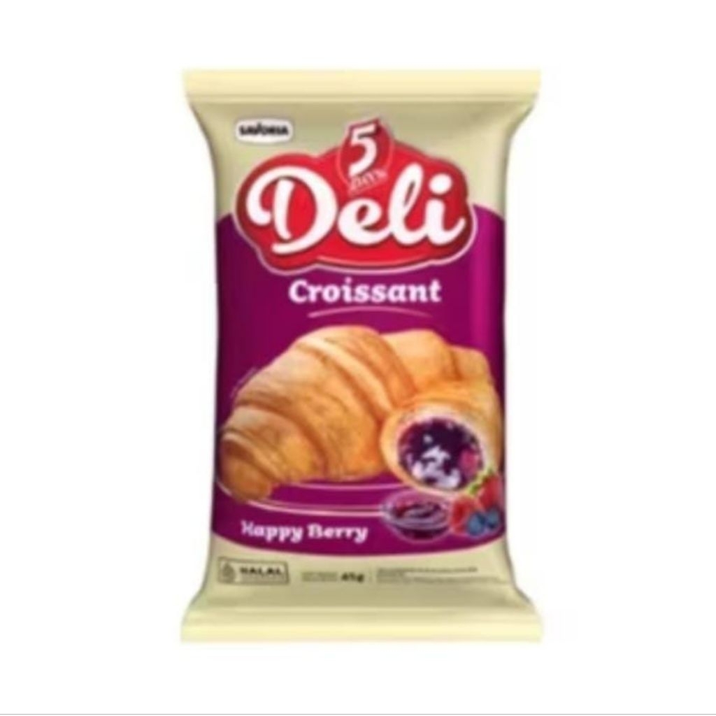 

10/5 Pcs 5DAYS Deli Croissant Roti Croissant 45gr Paket hemat cemilan