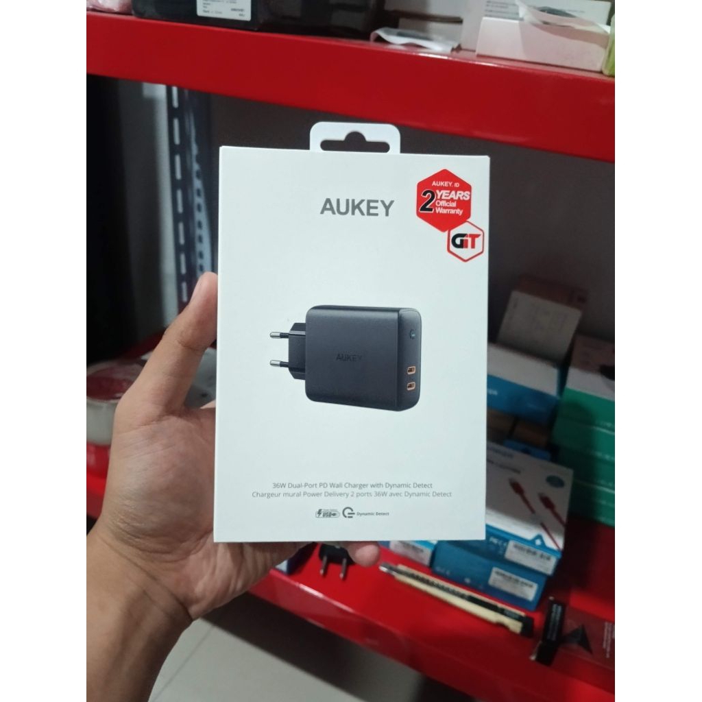 Aukey Wall Charger PA-D2 Dual Port USB-C 36Watt New