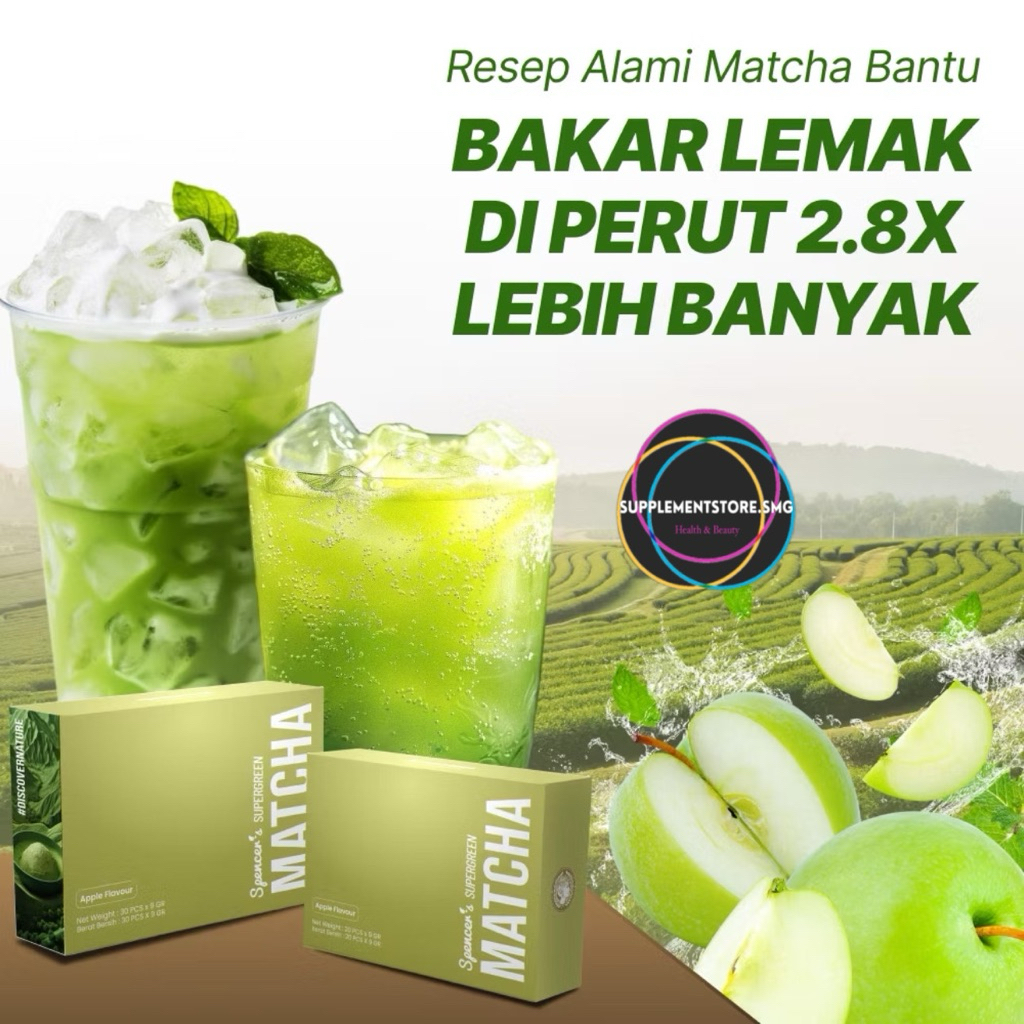 

(ECER 5 SACHET) SPENCERS MATCHA SUPER GREEN Apple Diet Fat Burner Slimming Pelangsing