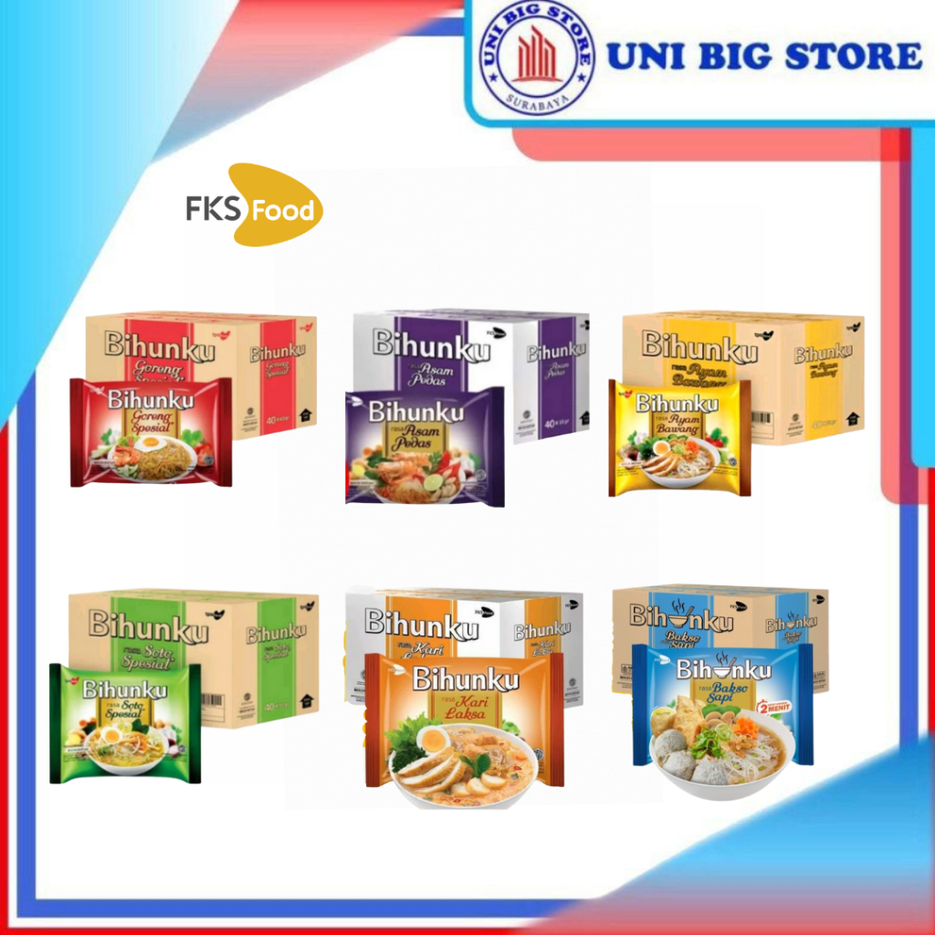 

Bihunku Bihun Instan Goreng Ayam Bawang Kari Soto Pedas 55 gr x 40 pcs DUS