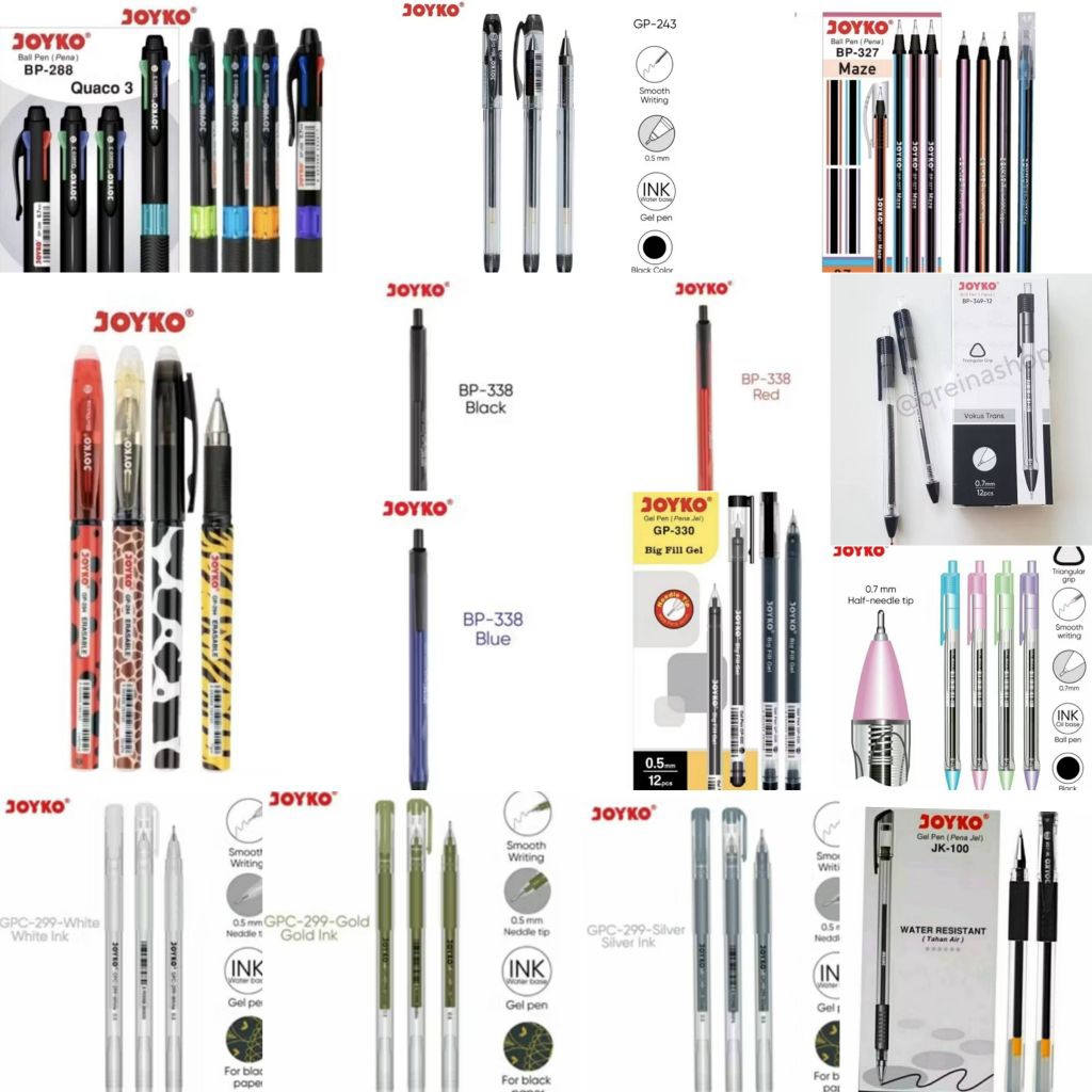 

#KarensMart Bolpoin/Pulpen Joyko BP-288, GP-243, Maze BP-327, GP-294, BP-338, GP-330, BP-349-12, Vokus PTL BP-363, GPC-299, JK-100