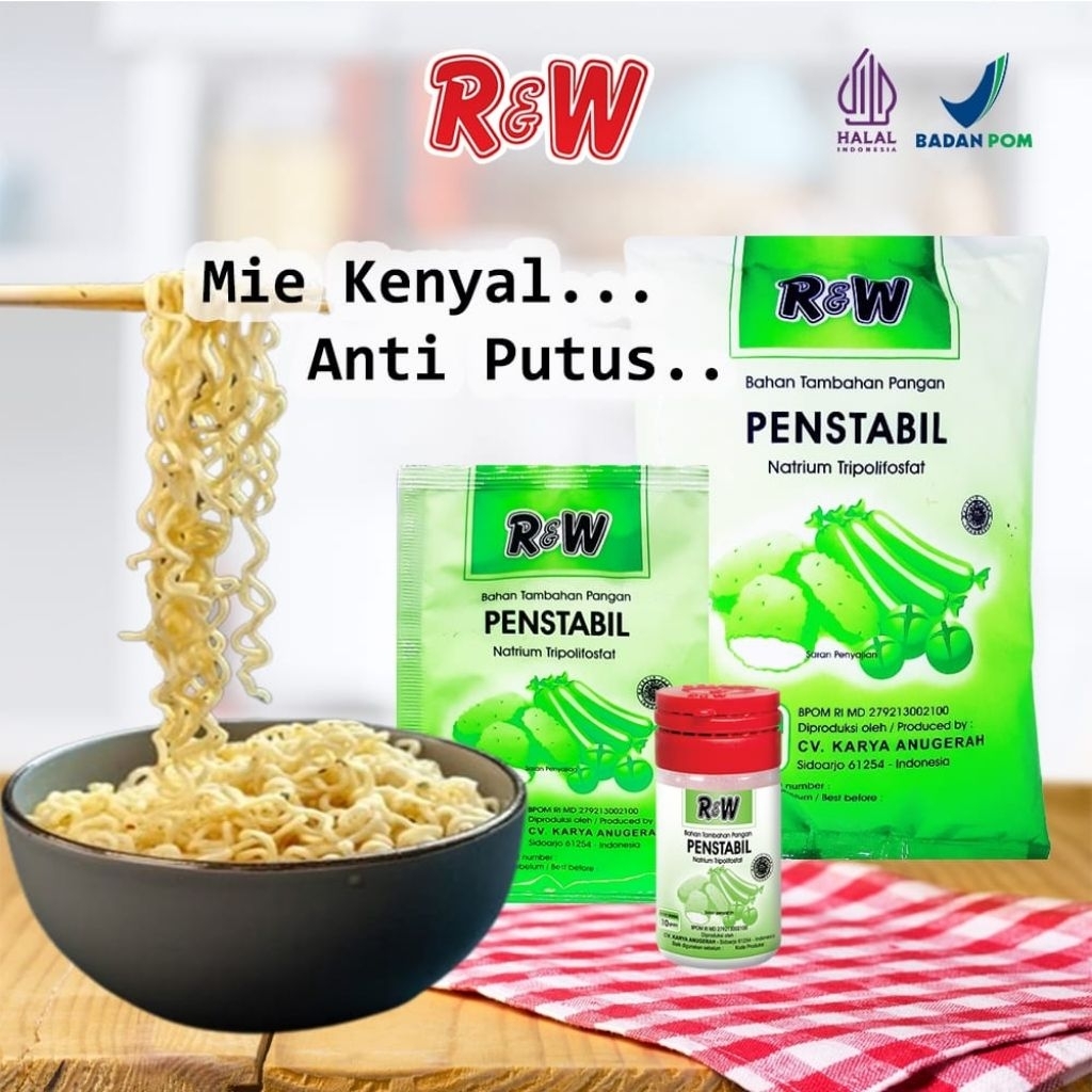 

Promo pengenyal Penstabil Bakso Mie Nugget Halal Rajawali R&W RW 25 g