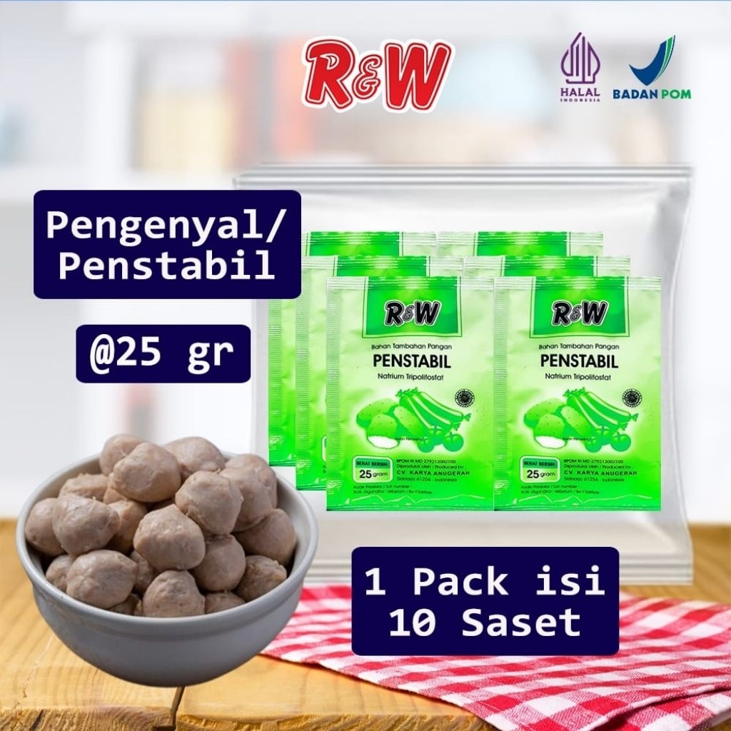 

Pengenyal Penstabil Bakso Mie Nugget Halal Rajawali R&W RW 25 g 1 Pack