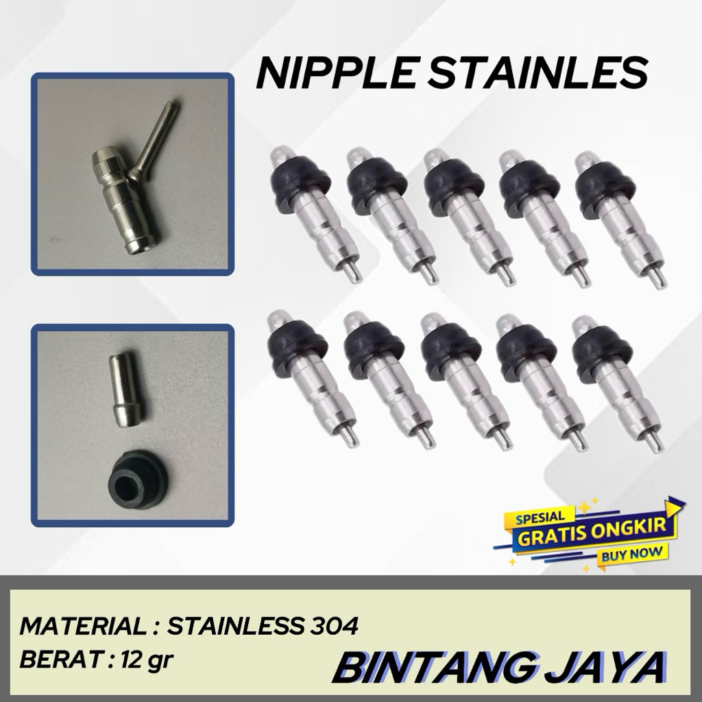 NIPPLE STAINLESS nipel nepel stainles ayam puyuh nepel ayam otomatis anti karat nipel minum ayam tem
