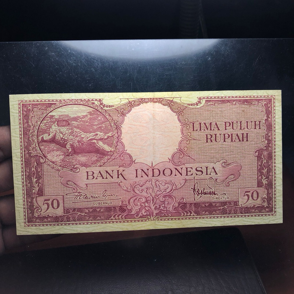 Uang Kuno 50 Rupiah Seri Buaya 1957 Asli No. seri RL