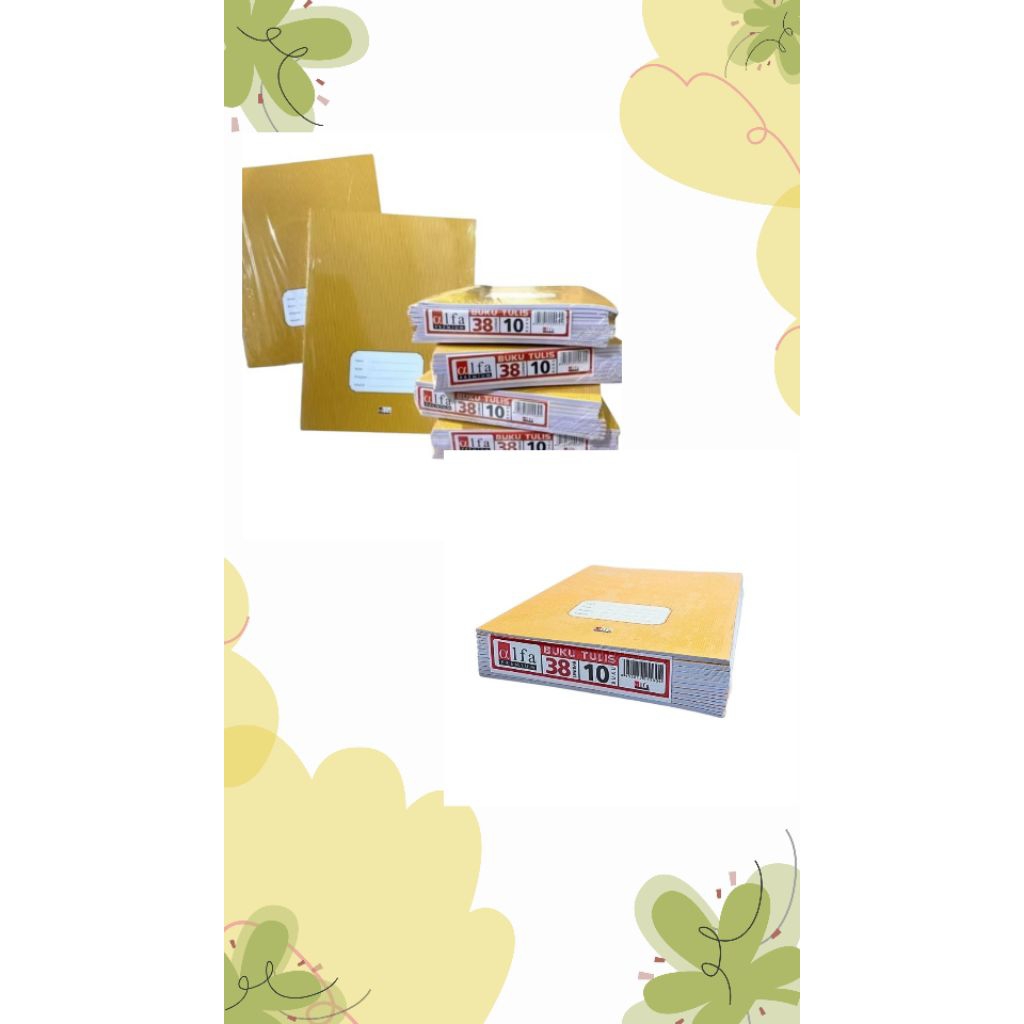 

Pak) Buku tulis ALFA Sampul Coklat Kraft 38 lembar | 1pak 10pcs buku | Buku Vision Best One sampul