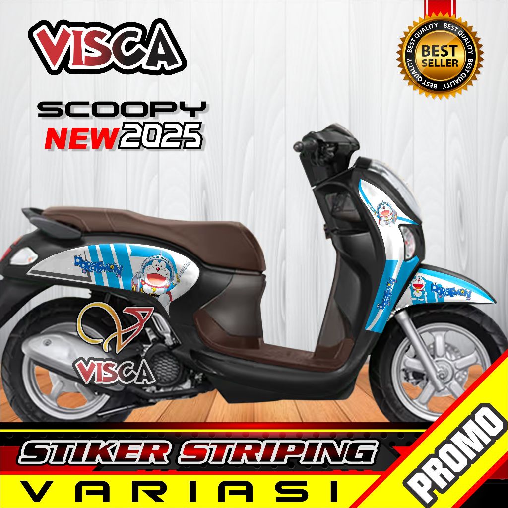 Stiker Striping Scoopy New 2025 Variasi DORAEMON
