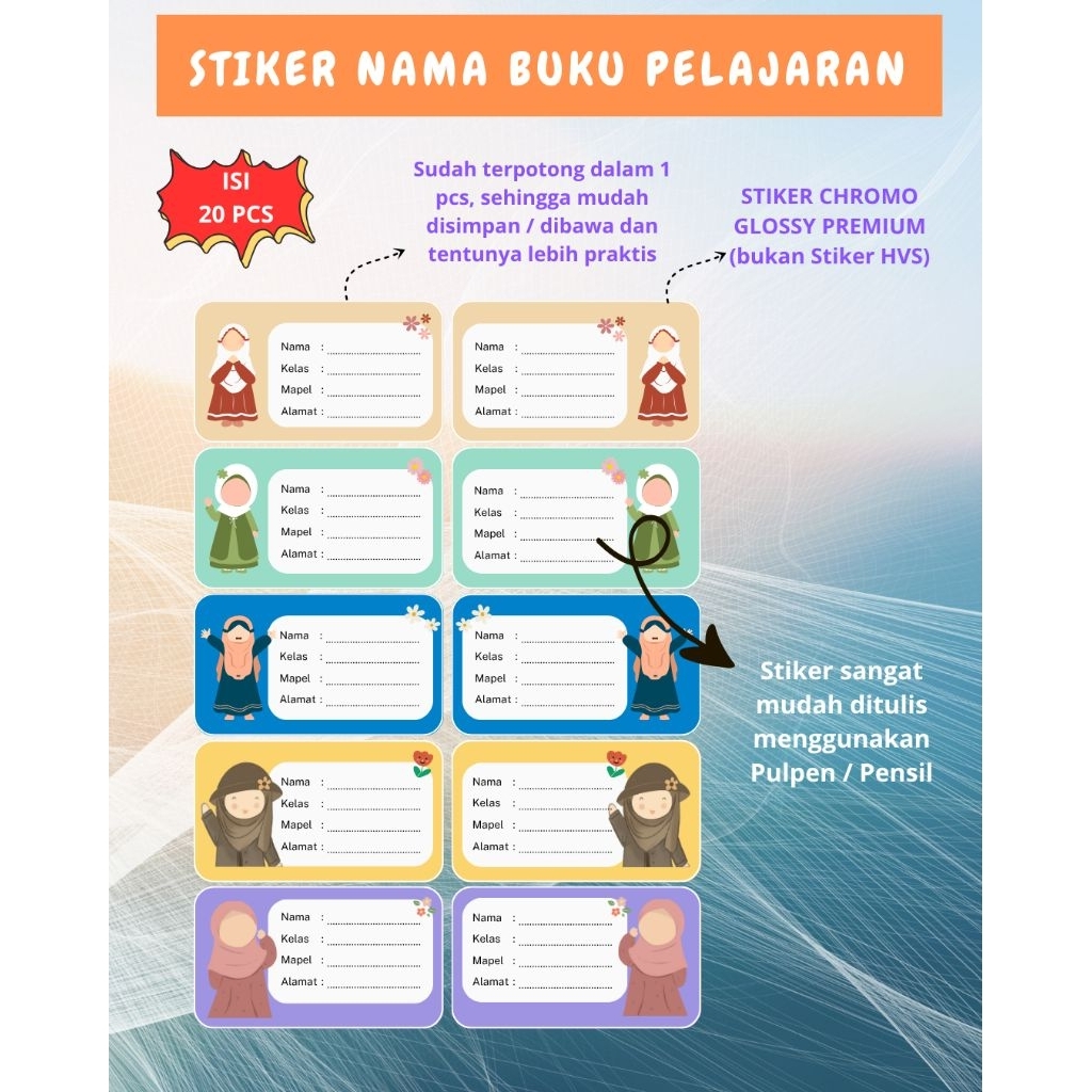 

Stiker Label Buku Pelajaran / Stiker Mapel Edisi Anak Muslimah