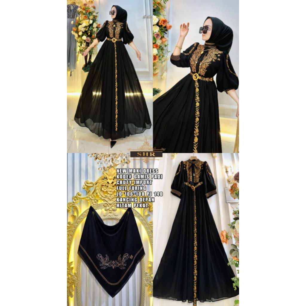 Real pic ORIGINAL dan TERMURAH Gamis PREMIUM Butik + Free Belt / Gamis ceruty PREMIUM Butik / Maxi D