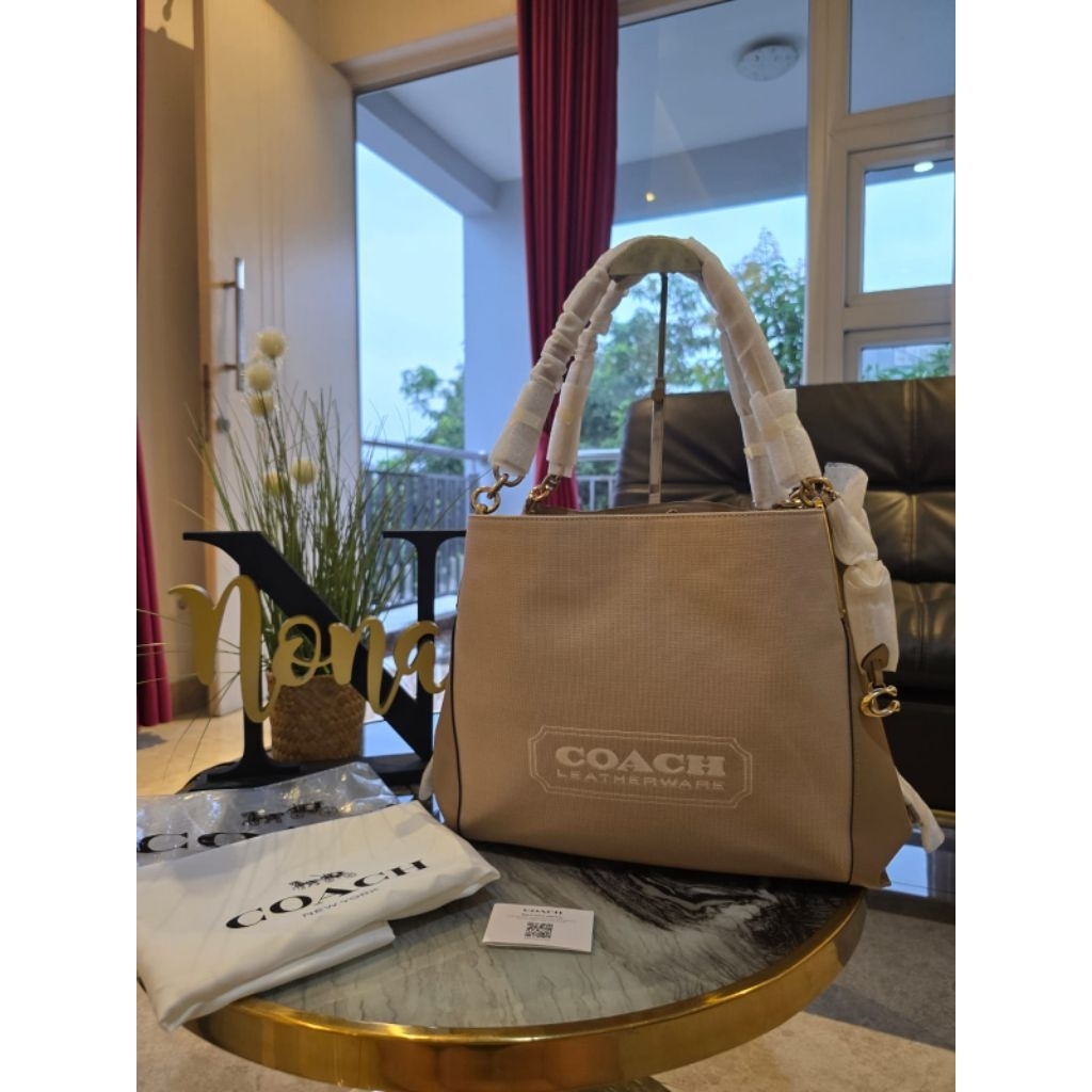 NEW‼️Coach Dalton 31 Shoulder Bag Jacquard Badge Khaki / Taupe