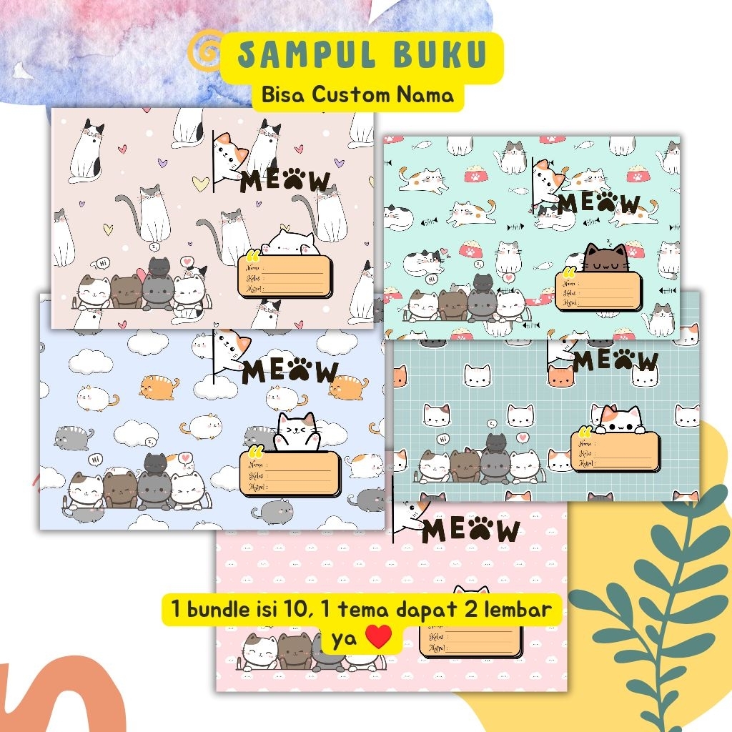 

sampul buku lucu dengan tema kucing (1 bundle isi 10 lembar)