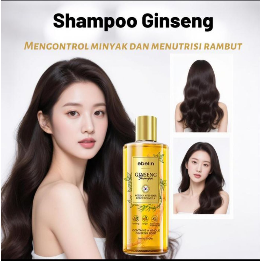 SHAMPO PENUMBUH RAMBUT EBELIN GINSENG EXTRACT SHAMPO ANTI HAIR FALL HAIR TREATMENT HERBAL SHAMPO ANT