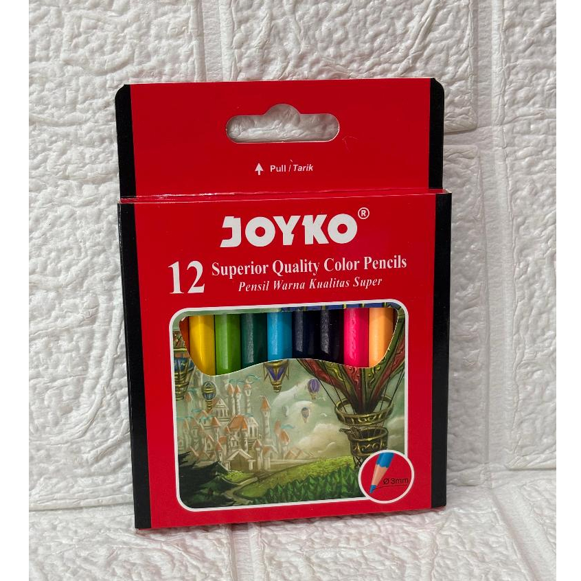 

Pensil Warna / Kelir Joyko Superior Quality Color Pencils Isi 12 (Pendek)