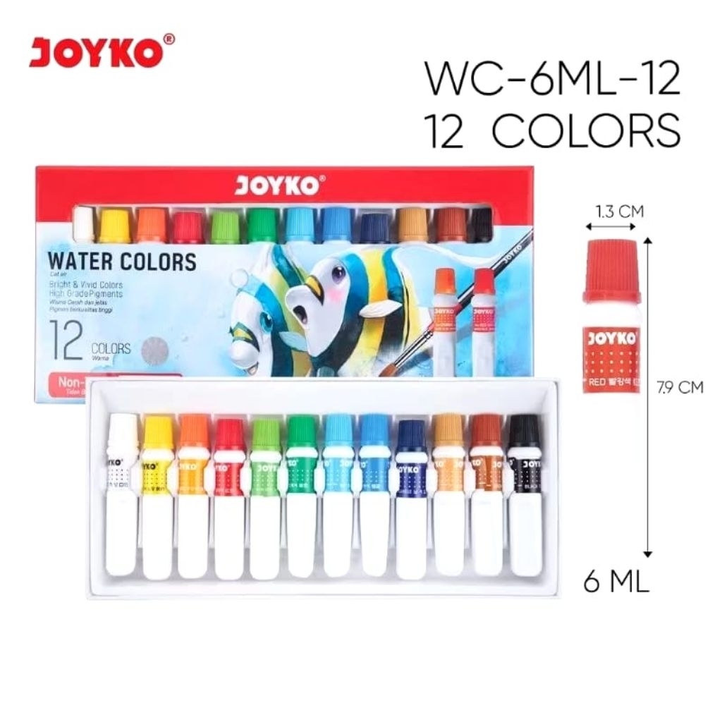 

Cat Air / Water Colours / Cat Melukis Joyko12 Warna WC-6ML-12