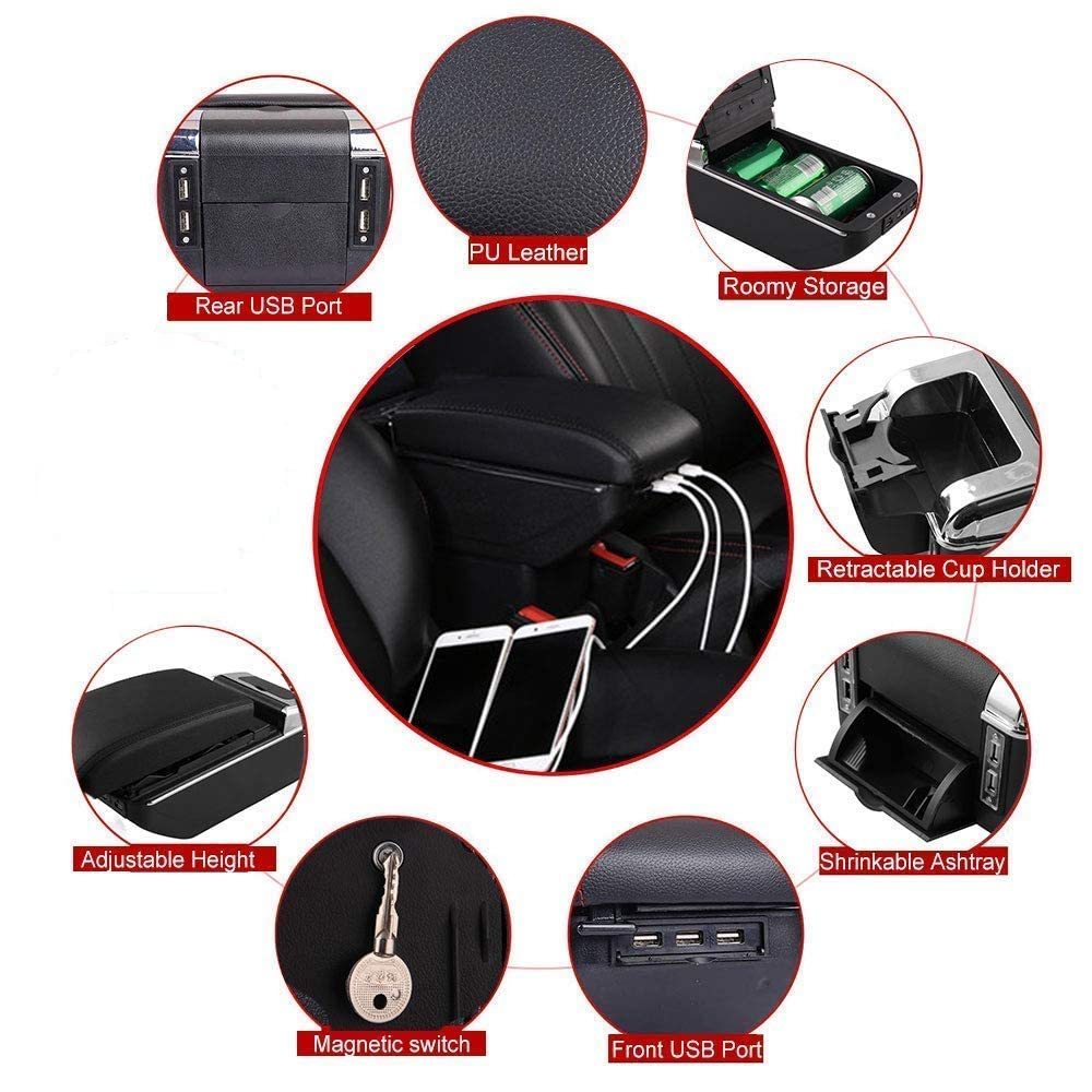 Console Box / Universal Armrest Mobil /7 Soket Usb Plug And Play