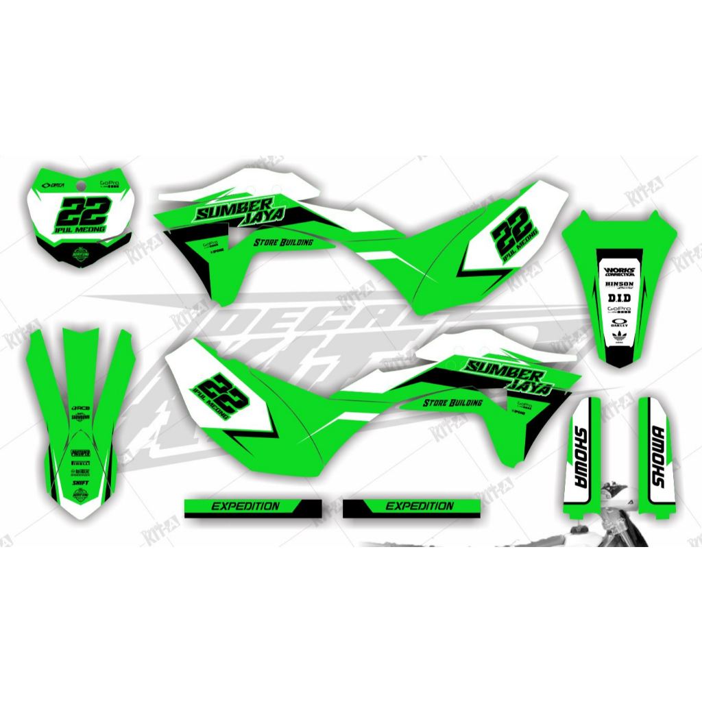 Stiker klx gordon decal motor gordon MOTIF Hitam Hijau Terbaru