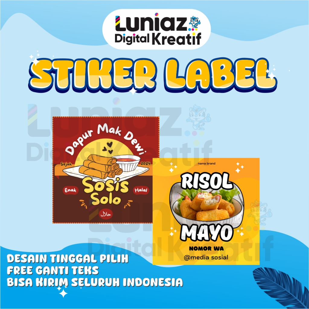 CETAK STIKER LABEL MAKANAN LOGO KOTAK STIKER PERSEGI | STIKER FREE DESAIN EDIT TEKS / TERPOTONG